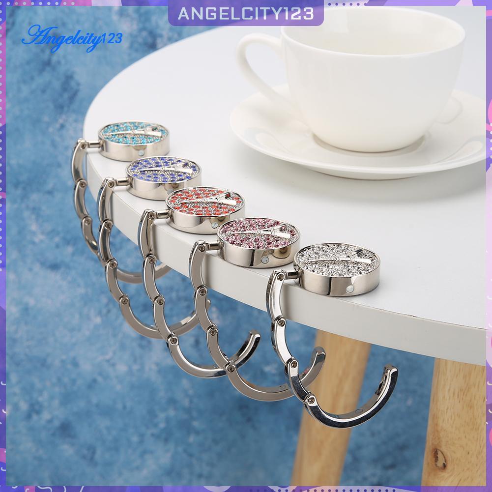 Angelhome* Portable Metal Foldable Bag Desk Hook Handbag Holder Purse  Hanger Table Hooks