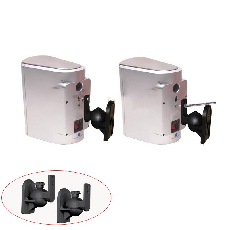 Universal Rotatable Speaker Wall Mount Stand Bracket 1 Pair Black ...