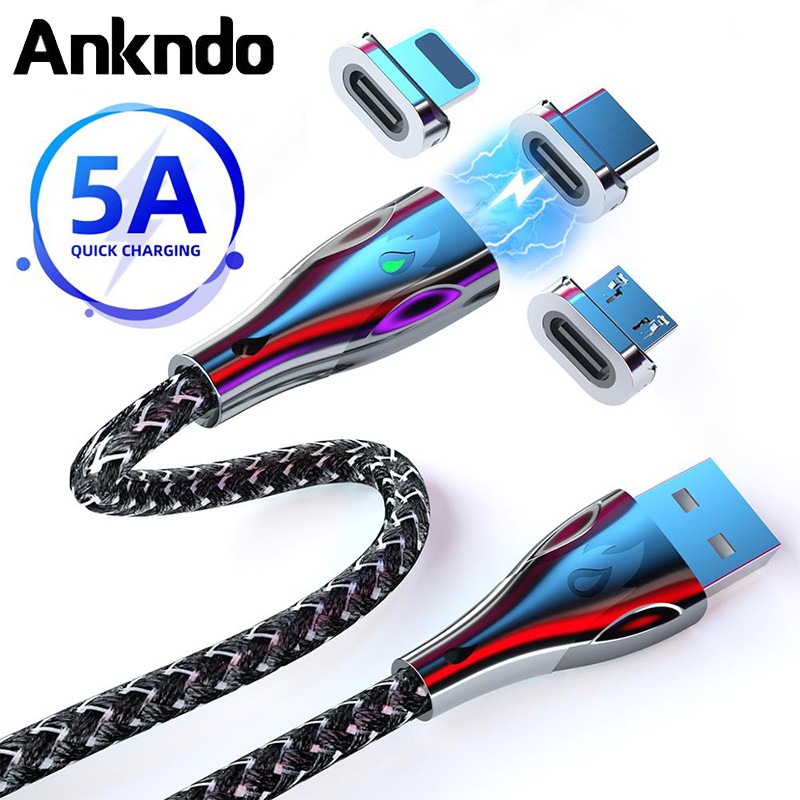 Ankndo Magnetic Cable A Micro Usb C Type C Cable Super Fast Charging For Phone Quick Charge For