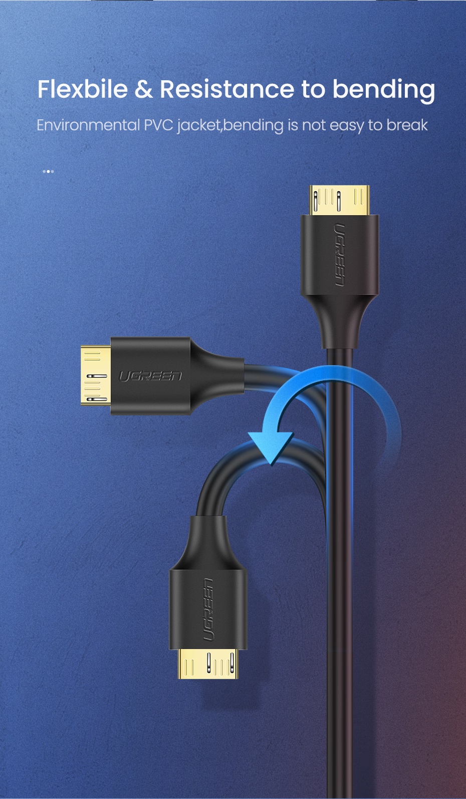 UGREEN Original Micro USB 3.0 Cable Hard Drive Cable For Samsung,Note3 ...