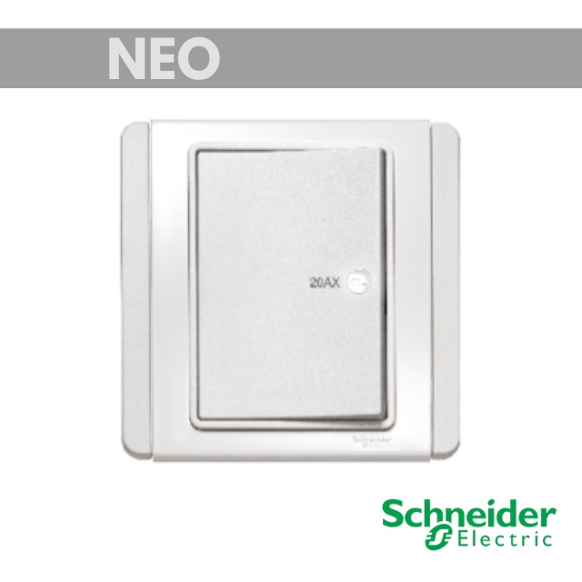 Schneider NEO 20A Horizontal Dolly Double Pole White Switch with White