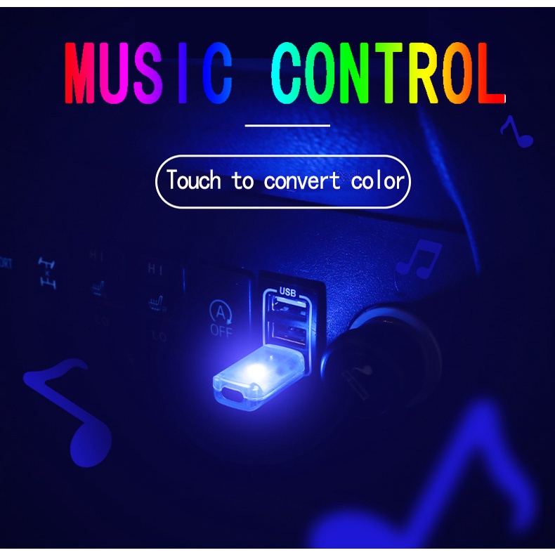 Touch Car USB Atmosphere Light Mini LED Decorative Light Car Ambient