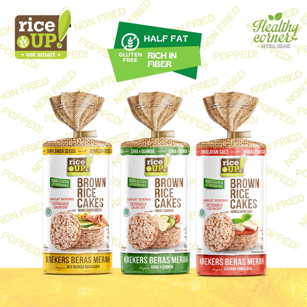 MERAH Rice UP! Krekers Brown Rice Crackers Free Of Cholesterol Gluten Free (Brown Rice Cakes