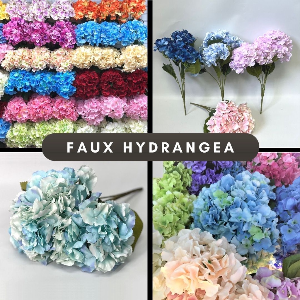 Artificial Hydrangea Flowers 5 Heads Bush Fluffy Home Decoration Office Wedding Gift Faux Colourful Afaux103