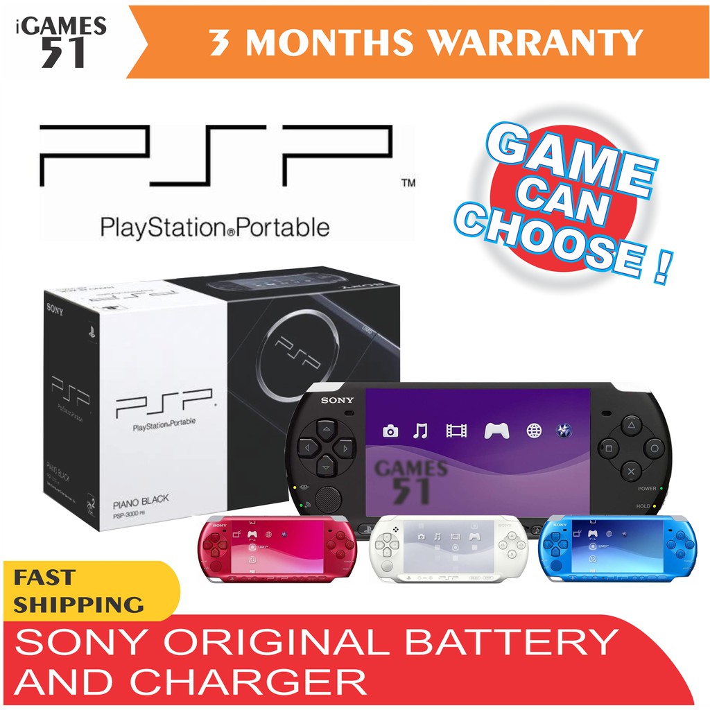 SONY PSP 3000 FULL SET + MEMORY CARD (FULL GAMES) + CHARGER +
