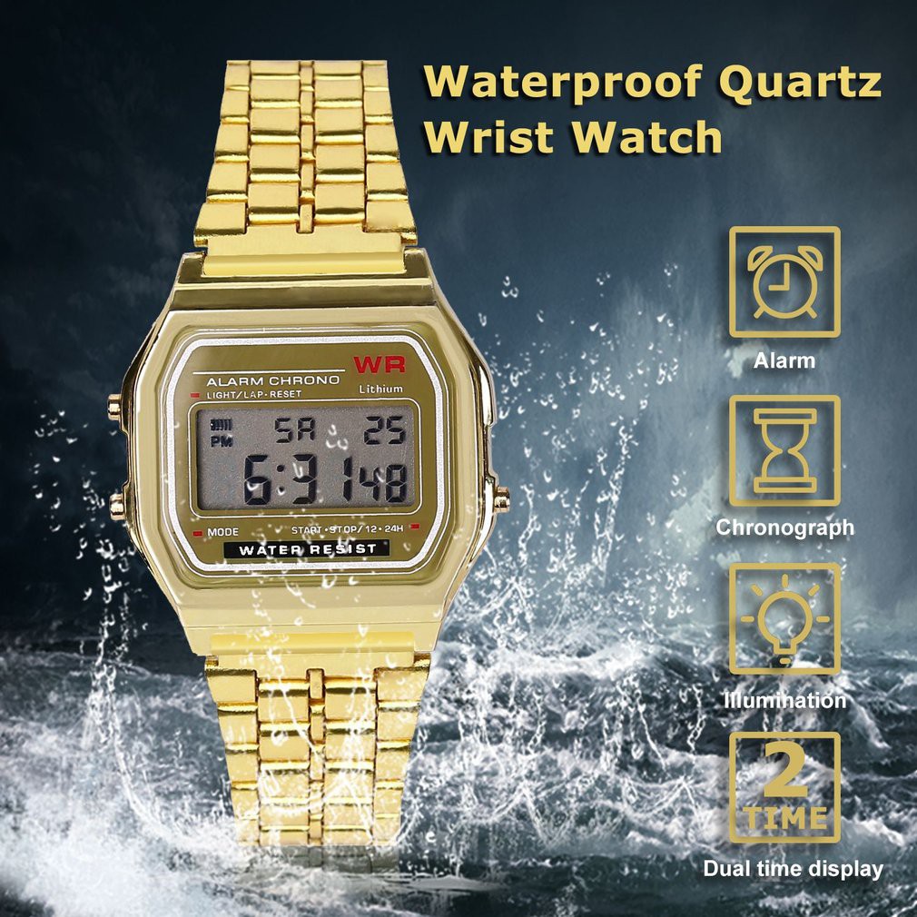 WR LED Watch Stainless Steel Electronic Digital Watches Men Women Shopee Singapore