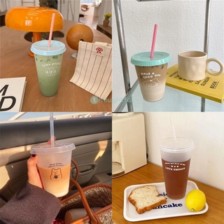 700ml Cold Cup Tumbler Cup Double Wall Cup with Straw and Lid Cup Coffee  Milk Tea Cup