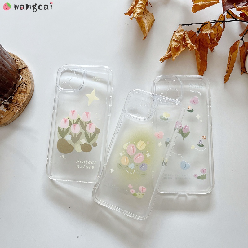 Samsung Galaxy S22 Plus Ultra S22 S21 S20 FE A03 Core A03s A02s A20s A11 M31s Phone Case Tulip Flower Butterfly Simple Cartoon Transparent Clear Soft Casing Cases Case Cover