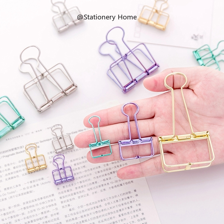 1pc Metal Hollow Long Tail Clips Creative Stationery Handbook Color 