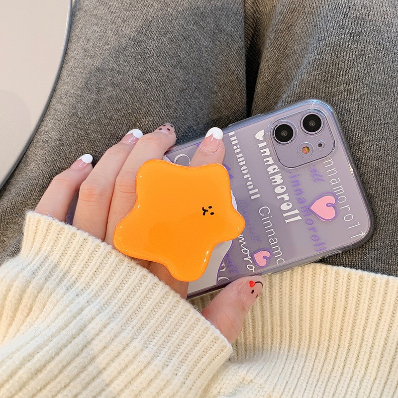 Ohaya丨 Cartoon Jelly Bean Mobile Phone Bracket Airbag Phone Expanding Stand Universal Finger Holder Anti-fall Phone Grip Tok Holder Stand