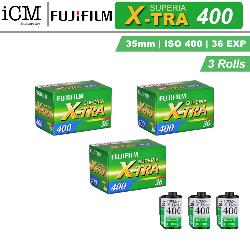 FUJIFILM Fujicolor Superia X-TRA 400 Color Negative Film (35mm Roll Film,  36 Exposures, 3-Pack) 