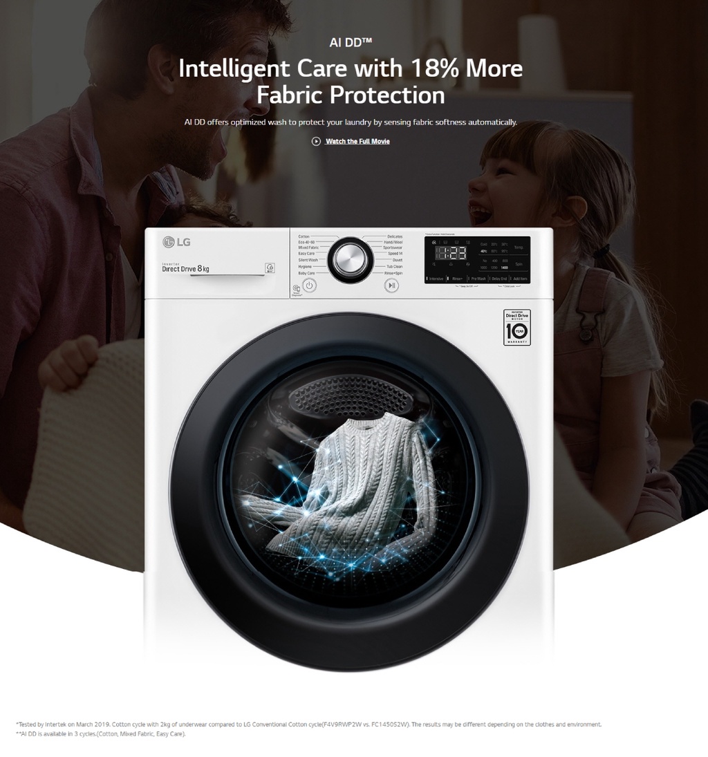 LG FV1208S5W AI DD™ Front Load Washing Machine 8kg white | Shopee Singapore