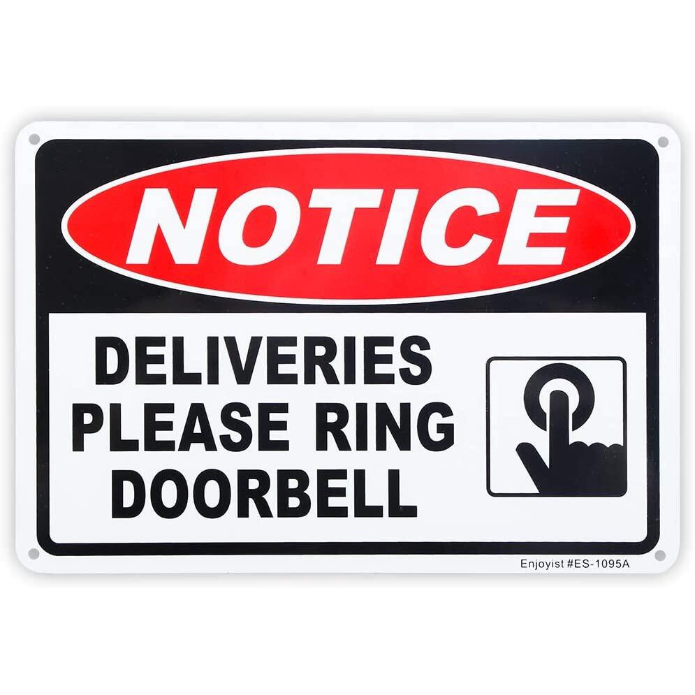 Türschild 'Please Ring Doorbell' – 25,4 X 17,8 Cm, Aluminium, Wetterfest, Für Gartenzaun & Haustür