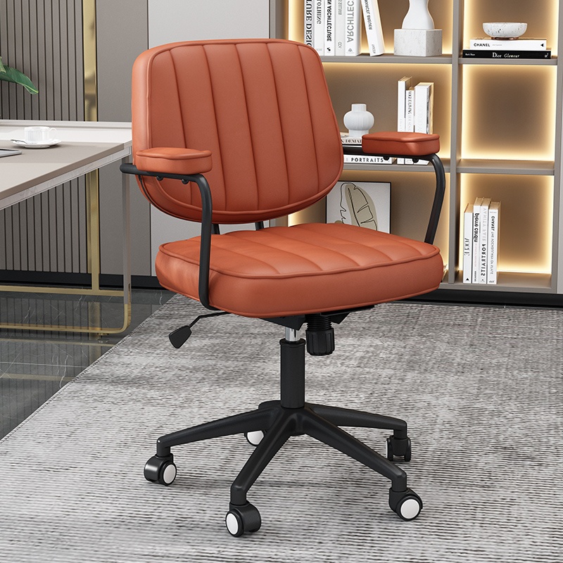 SR Leather Study Chair With Solid Wood Armrest Ergonomic Office Chair Computer Chair Shopee Singapore