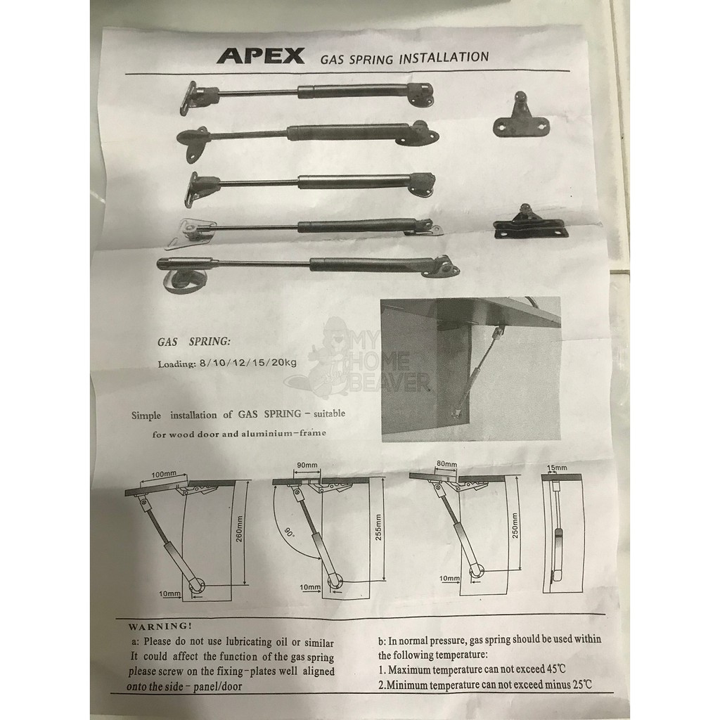 Apex Cupboard And Cabinet Gas Spring Soft Closing Hydraulic Struts | 8 ...