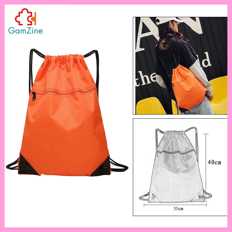 Drawstring Backpack String Bag Sackpack Water Nylon