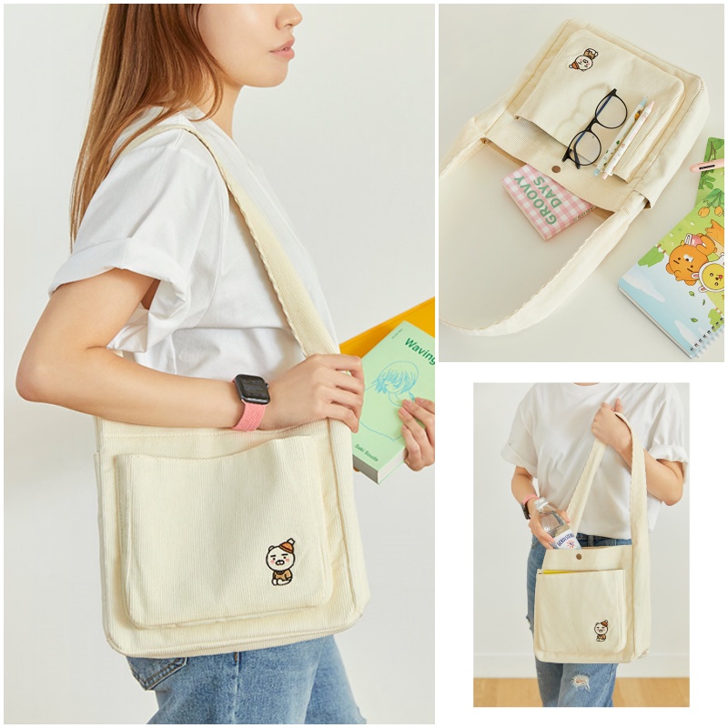 KAKAO FRIENDS Ryan Corduroy Shoulder Bag / Simple Pocket