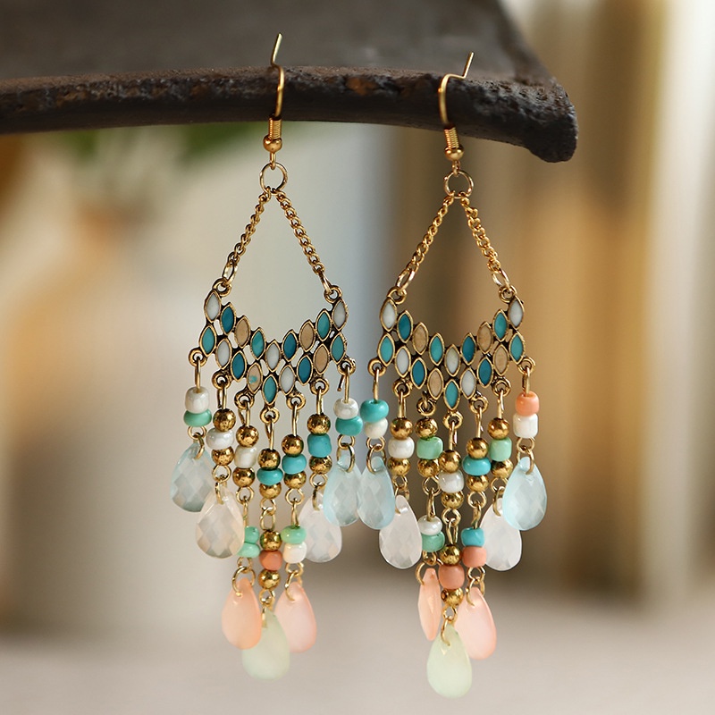 Multicolor Crystal Geometric orders Drop Earrings