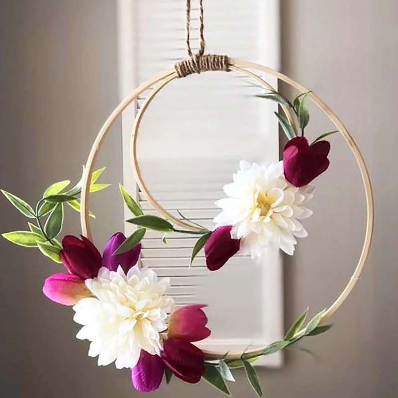Zerolife Wooden Cross Round Hoop For Flower Circles / Home Decor Ring Embroidery Sewing Antique Embroidery Tools Round