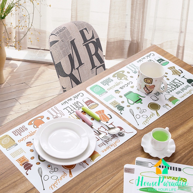 European style simple cartoon table mat, PVC table mat, heat insulation ...