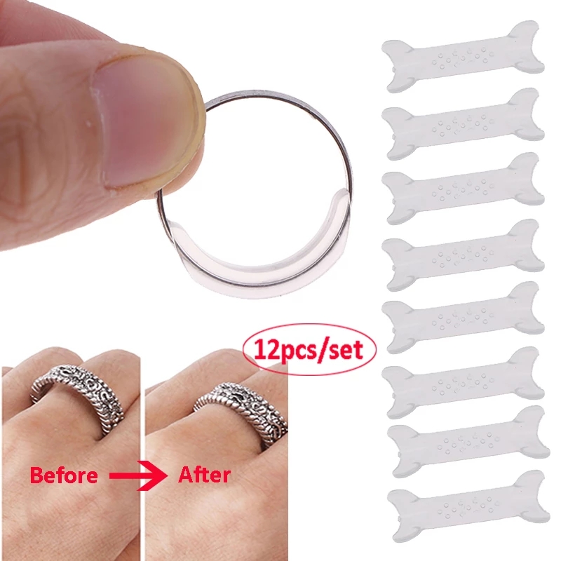 12Pcs Invisible Ring Size Adjuster TPU Ring Guard Clear Ring Size Reducer  for Loose Rings(Thin)