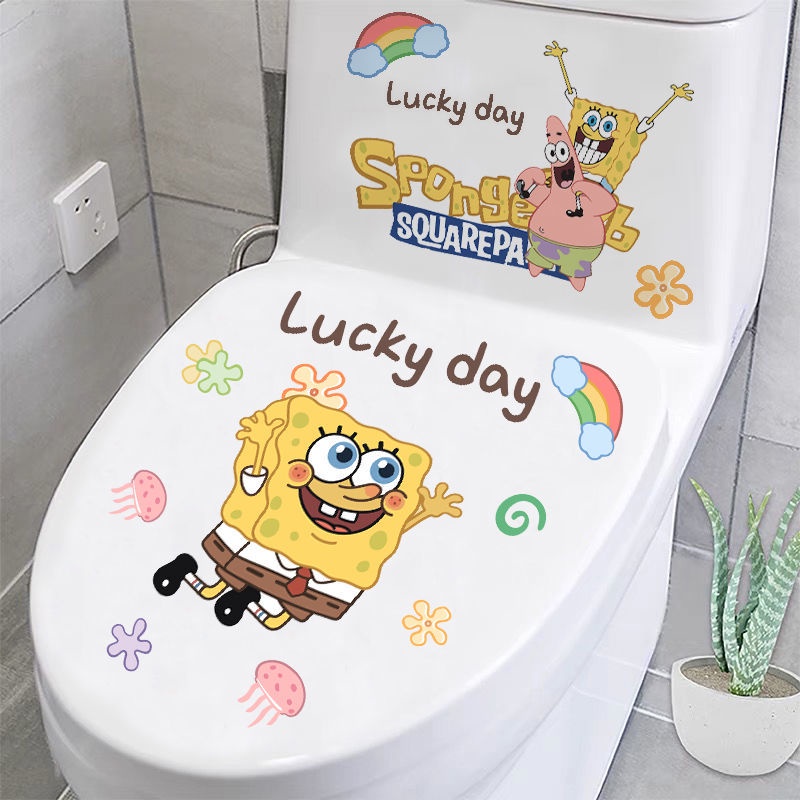 Spongebob Cute Toilet Wall Decals Bathroom Shop Window Car Tank Home