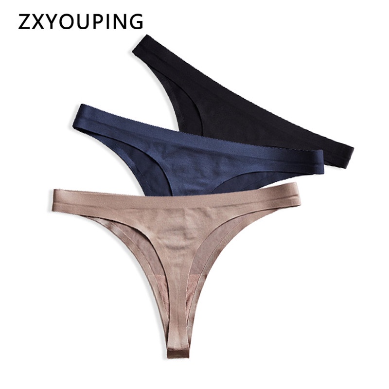 SEXY Thong Women Plus Size Panties M-3XL Seamless G-string Mid Waist ...