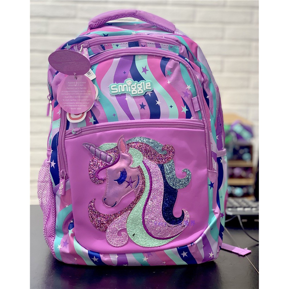 Smiggle Backpack color unicorn Believe School bag Children s stationery DIY Cool bag Boy and girl bag Shopee Singapore