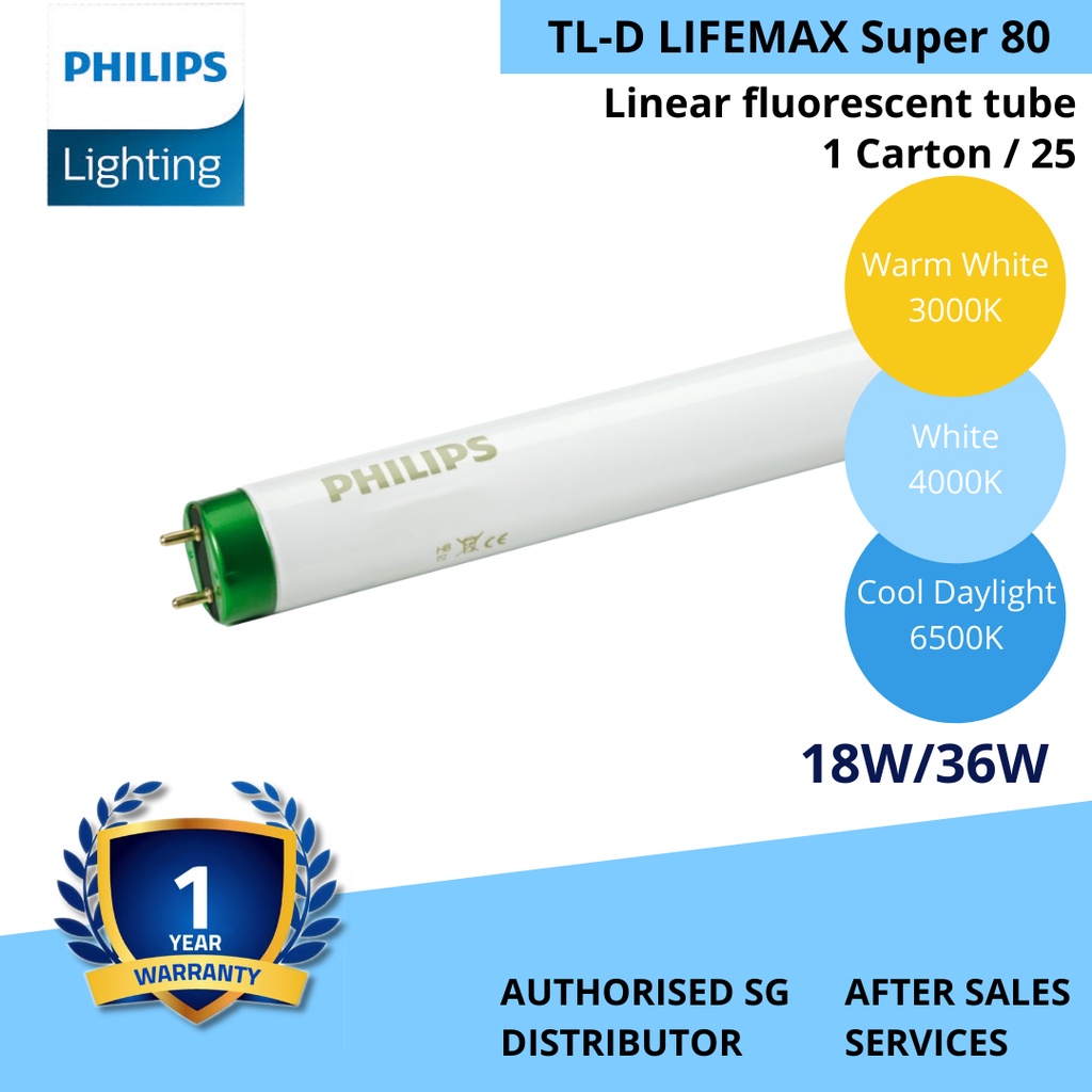 (SG) Philips LIFEMAX Super 80 TL-D 18W/36W 30K/40K/65K - 1 Carton/25 ...