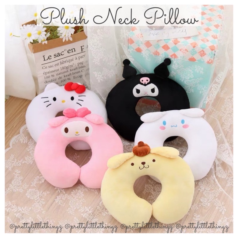 SG READY STOCK Plush Neck Pillow Hello Kitty Melody Kuromi Pompompurin Cinnamoroll Sanrio Shopee Singapore