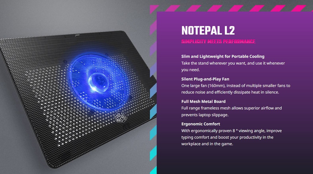 Cooler Master Notepal L2 with 16cm LED Fan Notebook Cooler (1 YEAR ...
