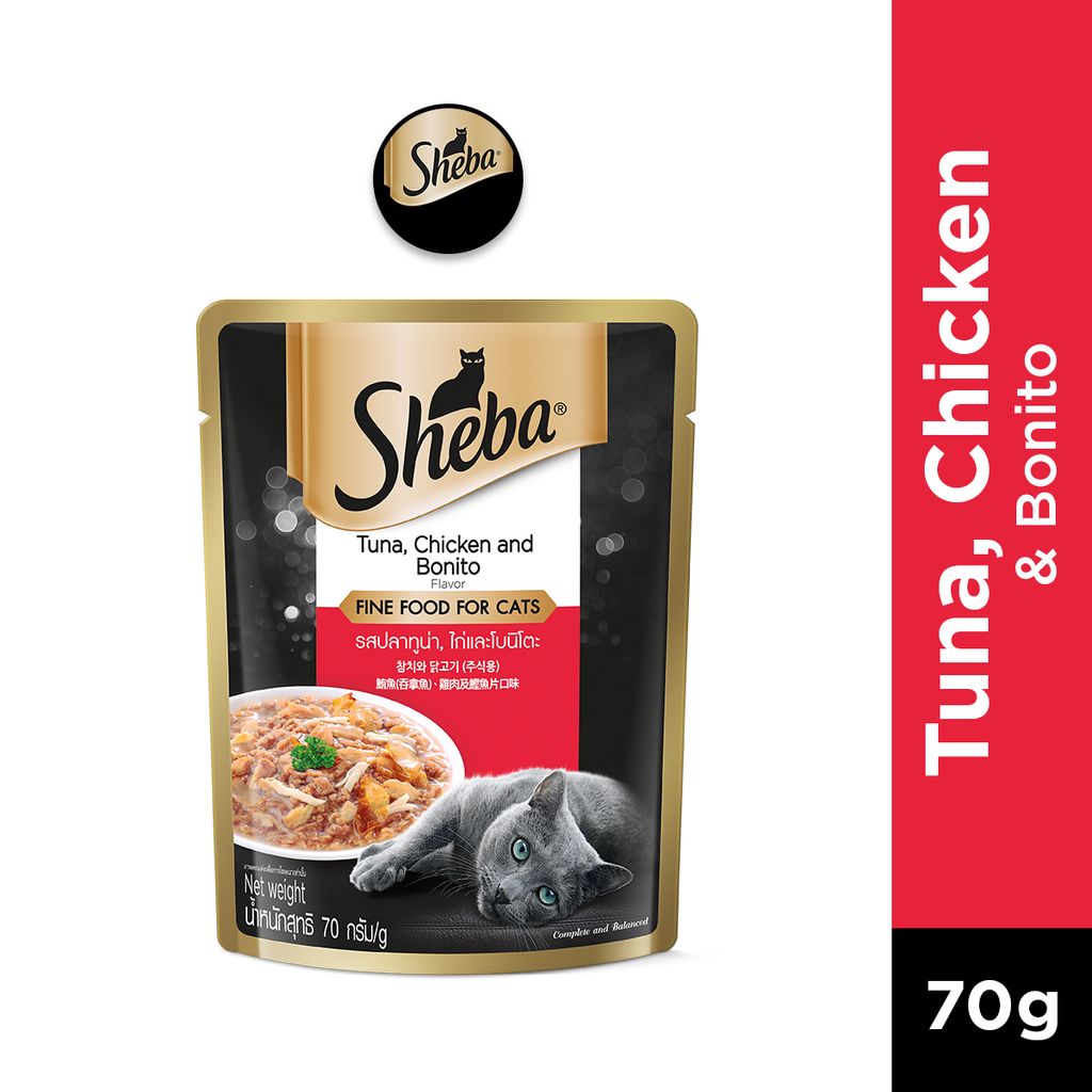 Sheba Pouch Cat Wet Food Adult Tuna Chicken With Bonito 70G Cat