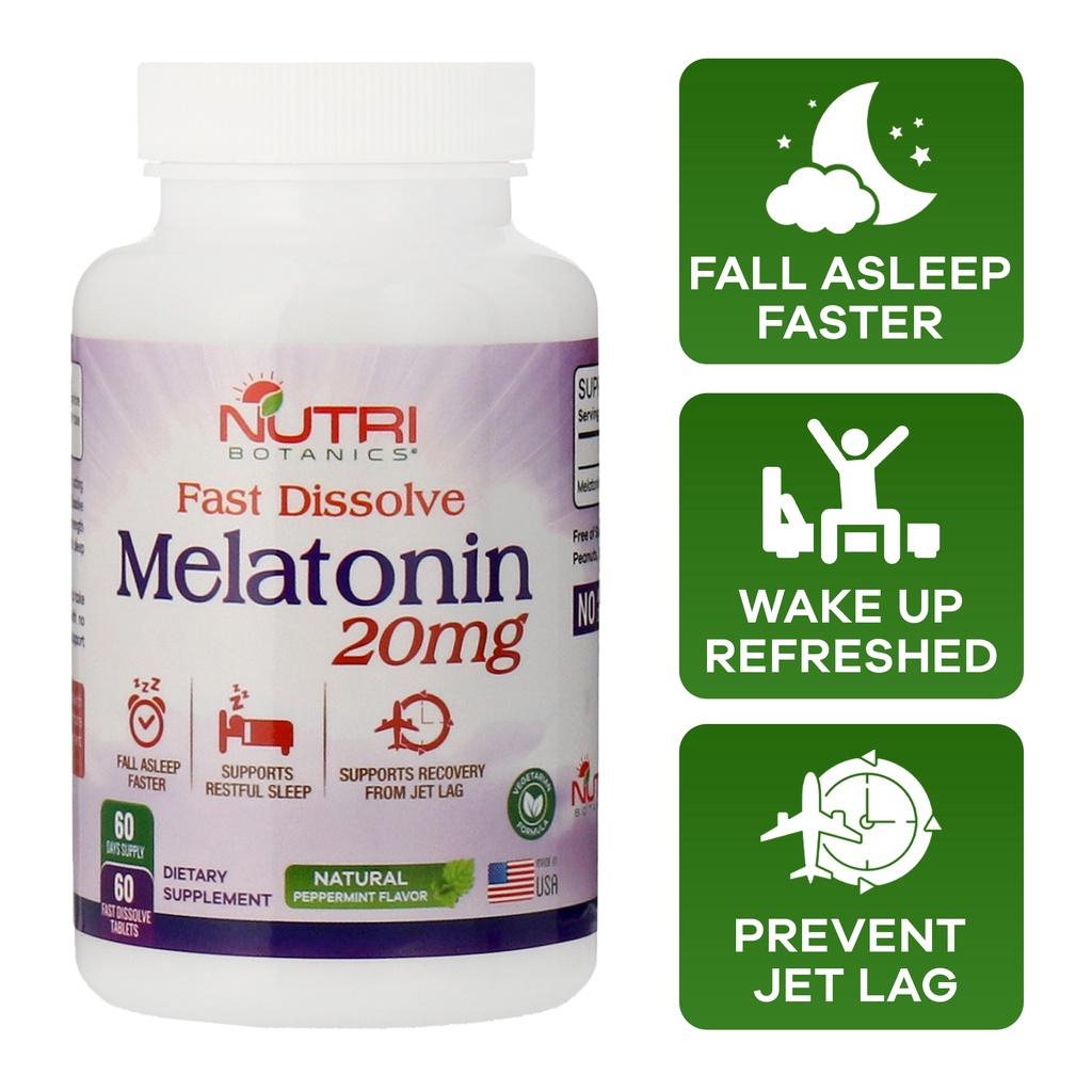 Nutri Botanics Fast Dissolve Melatonin 20mg – 60 Tablets – Nighttime ...
