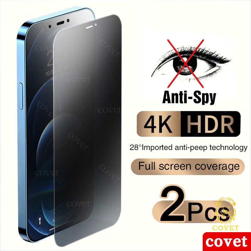 Covet 2pcs Anti Spy Privacy Tempered Glass Screen Protector For Iphone 14 13 12 11 Pro Max Mini