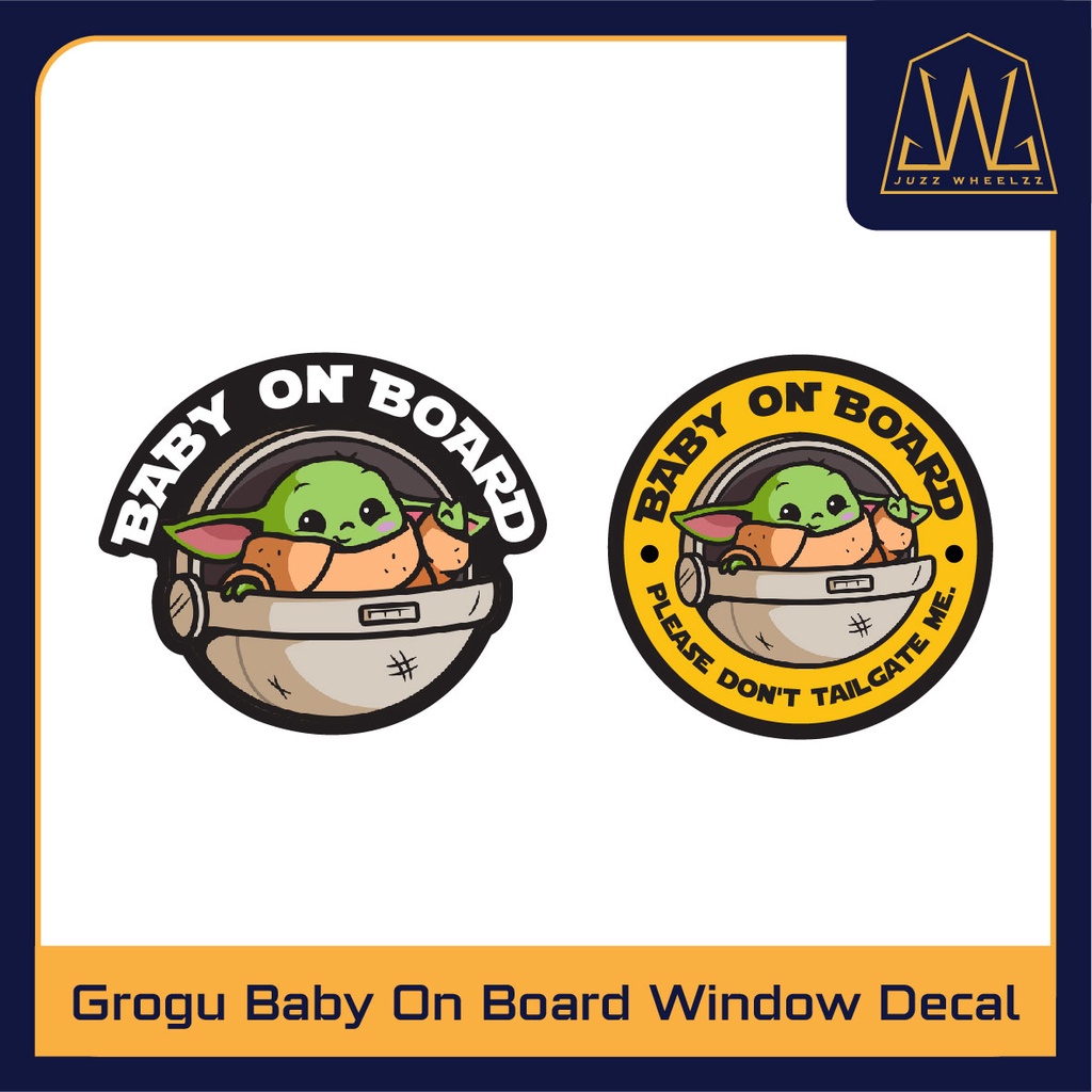 Mandolorian Cute Grogu Star Wars Baby On Board Car Window Decal