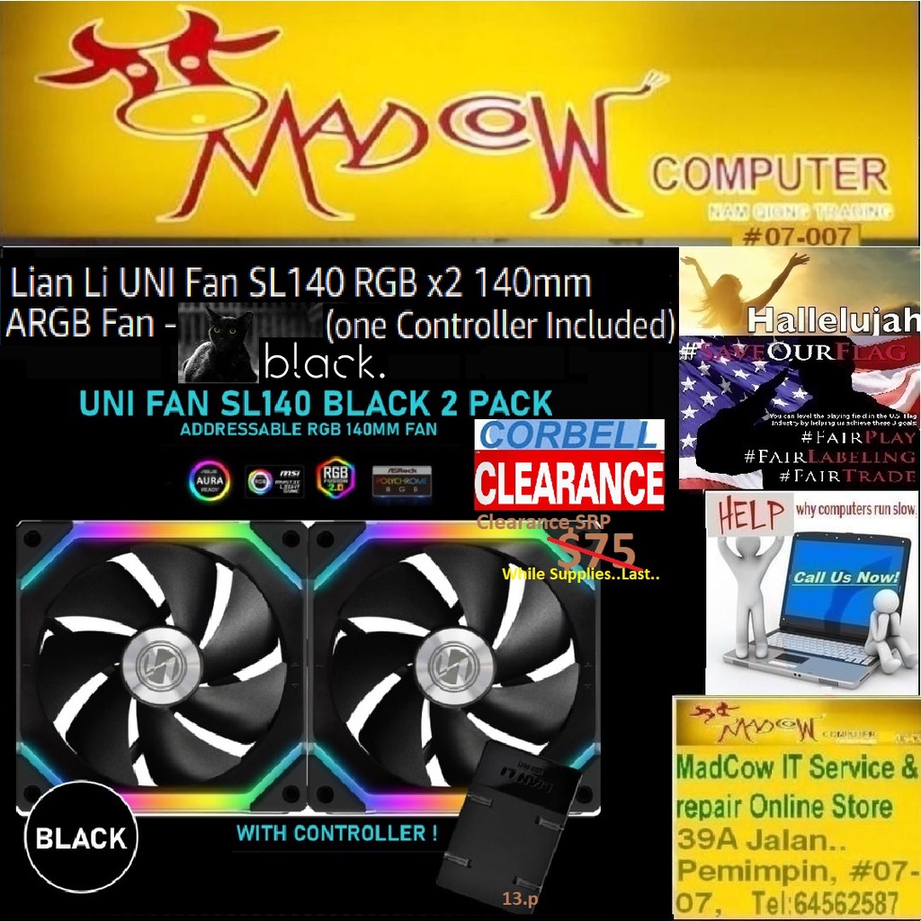 Lian Li UNI FAN SL-INF 140 Black - Gehäuselüfter - 140mm - Schwarz mit RGB LED - 28 dBA
