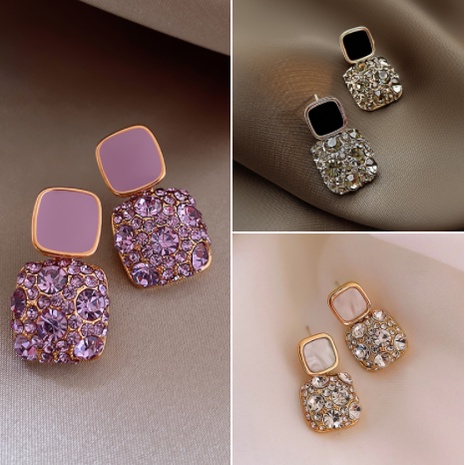 Bling Bling CZ Zircon Women Stud Earring Square Shape Wedding Engagement Party Bridal Earrings Girl High Quality Jewelry