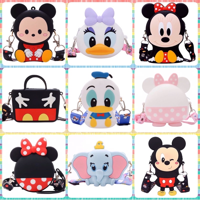 Soft Silicone Crossbody Sling Bag ? Disney Mickey & Minnie Mouse ? Sesame Street ? Kids Bags