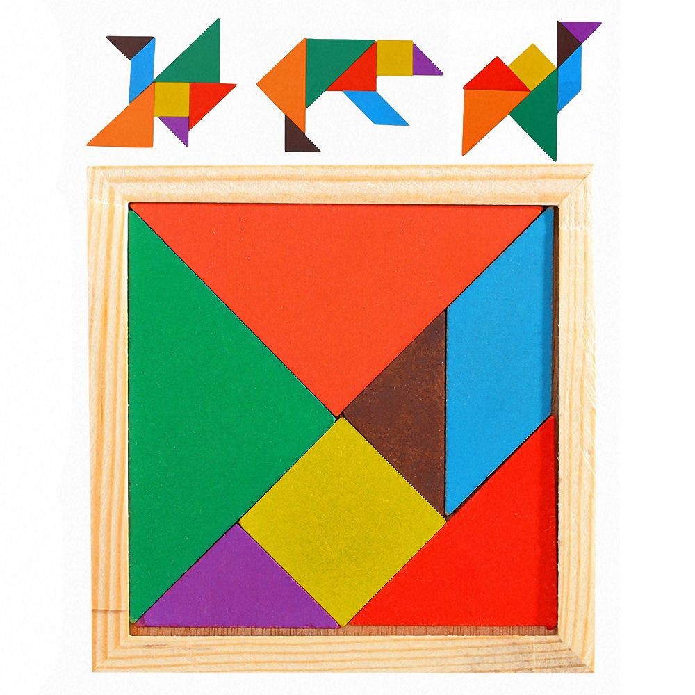 7pcs Wooden Tangram Brain Teaser Puzzle Children Mental Development ...