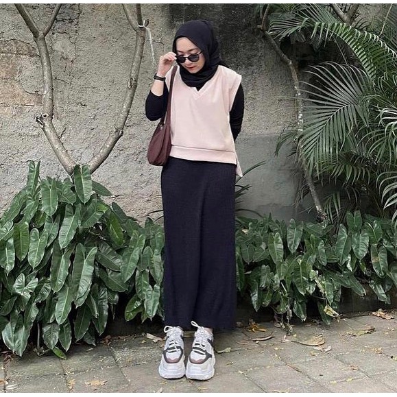 Rok Span Plisket, Rok span pleated, Via Skirt Rok Midi Skirt, Rok plisket lidi premium - Gambar 3