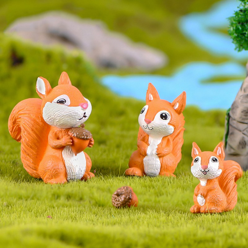 3Pcs/Set Miniature Squirrel Family Member (Squirrel Dad/Squirrel Mom ...