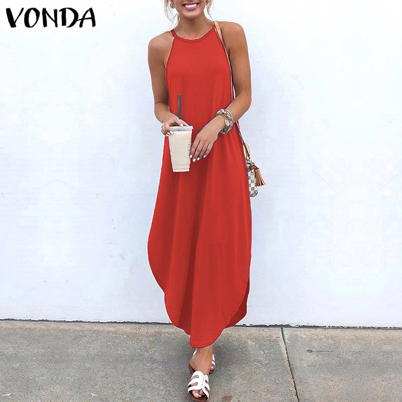 Red halter dress on sale casual