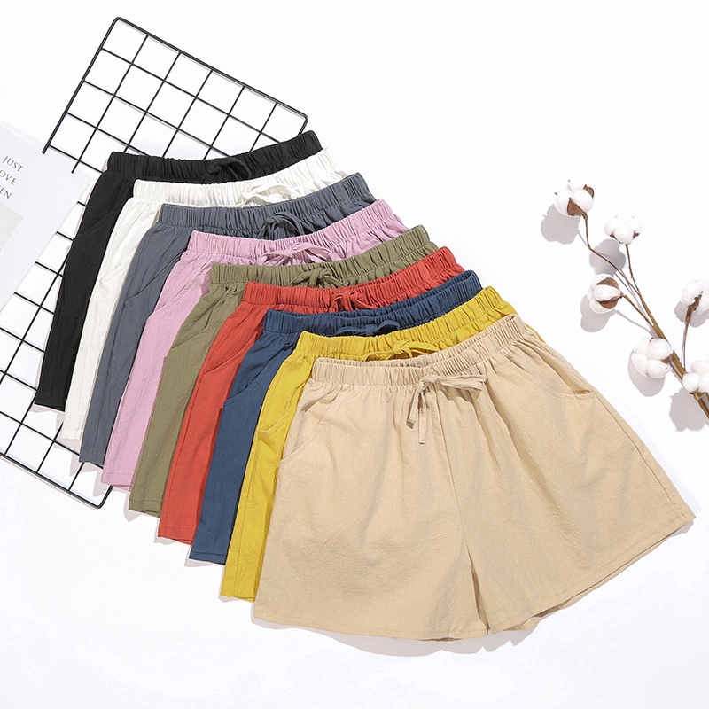 Summer New Women Cotton And Linen Shorts Loose Sports Casual High Waist ...