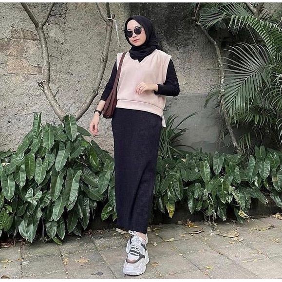 Rok Span Plisket, Rok span pleated, Via Skirt Rok Midi Skirt, Rok plisket lidi premium - Gambar 2