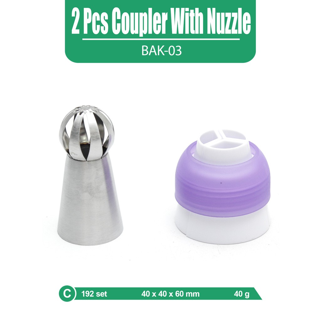 CaTalina Alat Dekorator Kue Coupler with Nuzzle 2 Pcs - Gambar 2
