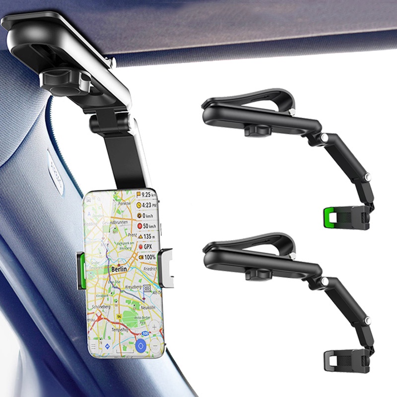 Universal Car Rearview Mirror Phone Holder Clip Sun Visor