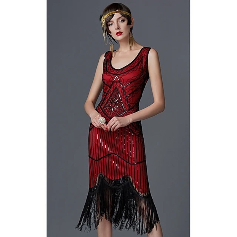 Sidaimi S-3XL Women's Fashion 1920s Flapper Dress Vintage Great Gatsby  Charleston Sequin Tassel 20s Party Dress | Shopee Singapore