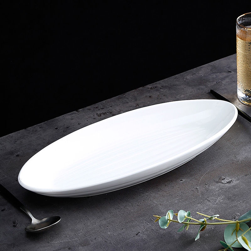 Fish Plate Oval Hotel Personality Steamed Fish Plate Fish Plate White ...