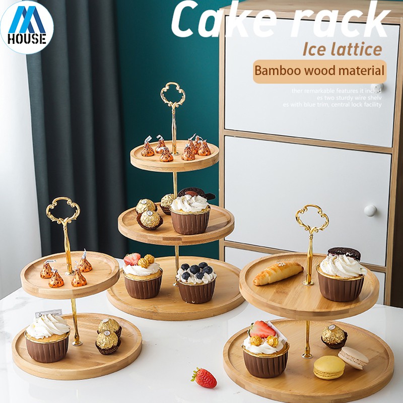 3Tier Wood Plate Cake Stand Wooden Dessert Plate Fruit Plate Cake