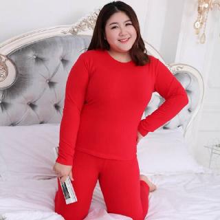 JXMY Women Plus Size 4XL 5XL Long Johns Autumn winter Solid Warm Women  Thermal Underwear suit